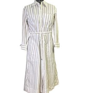 Rails Shirt Dress long sleeve cotton White and Brown Striped Shivonne